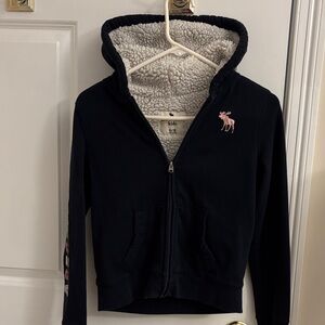 Abercrombie and fitch Sherpa zip up  navy blue Jacket